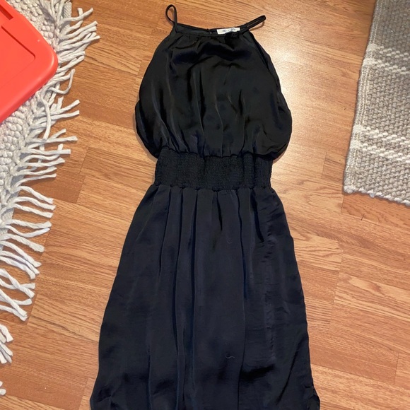 VICI black silk, high neck dress